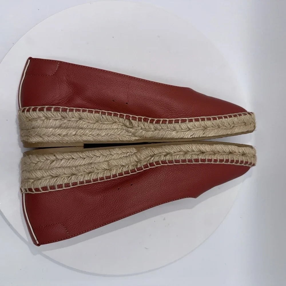Everlane‎ The Espadrille Womens US size 6.5 Coral Leather Slip On Summer Classic